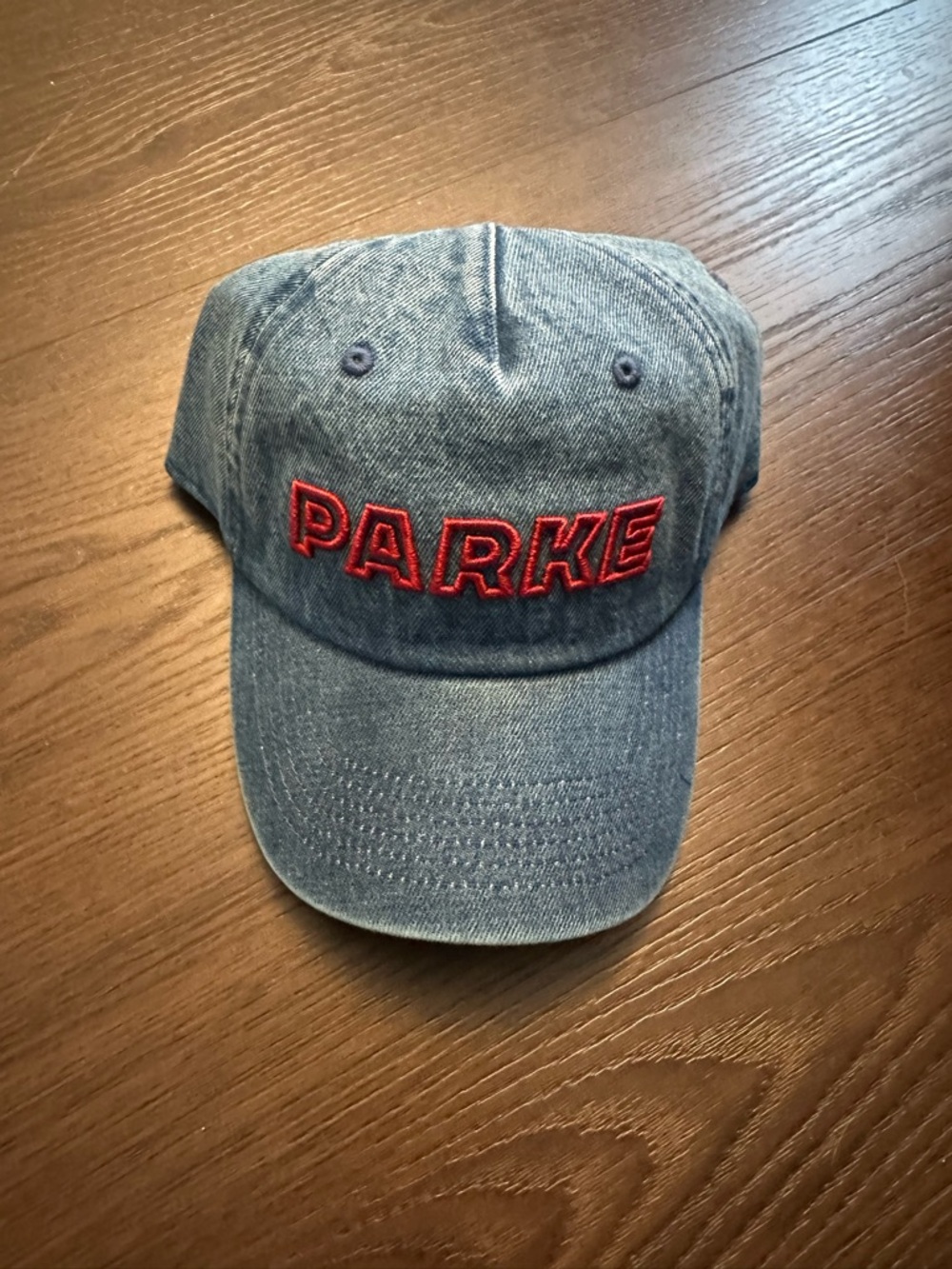 PARKE Denim Baseball Cap with Red Embroidered Logo